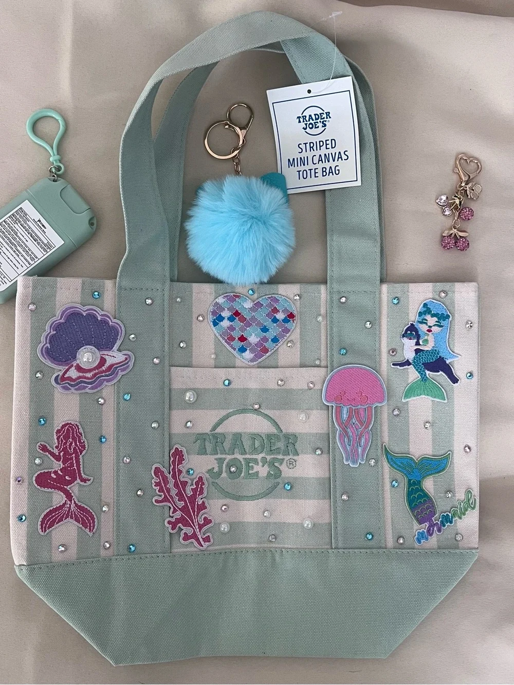 Mermaid Lagoon Paradise Tote Custom Trader Joe’s Striped Mini Canvas Mermaidcore